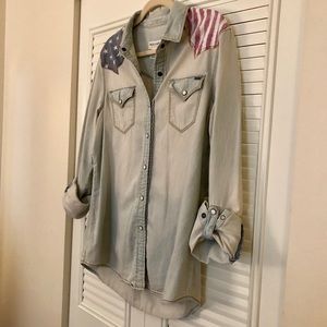 Bullhead Denim Co. Patriotic Denim Button Top